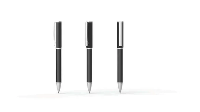 Vexaro Hexagonal Twist-Action Metal Pen, Black hexagonal pen in multiple angles