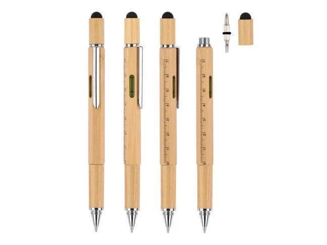eco-neutral Wilvero Bamboo Multi-Tool Pen, Bamboo multitool pen and component views
