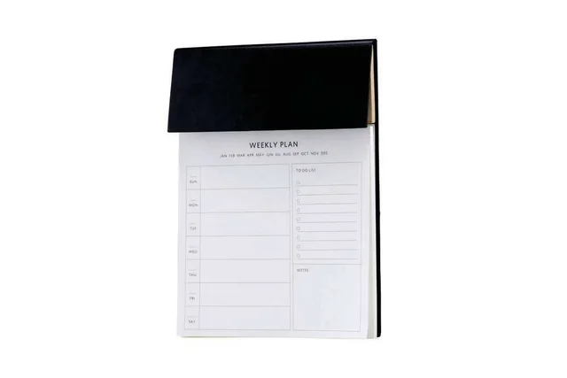 eco-neutral Acervon Weekly Desk Planner, Weekly planner with closed stationery flap