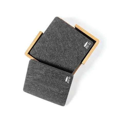 Leftren Felt Coaster Set with Bamboo Stand, Felt coasters with bamboo stand