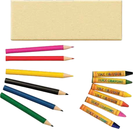 Verdicol Pencil and Crayon Set, Colouring pencils, crayons and lemongrass-paper box