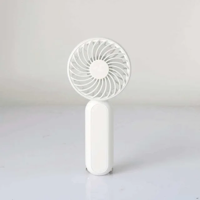 Aerivo Three-Speed Rechargeable Hand Fan, White rechargeable fan on a table