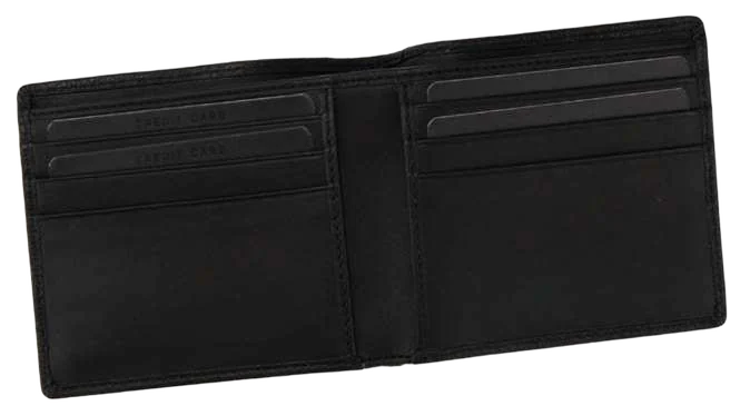 Cross Classic Fold 8CC Wallet, Black Classic Fold wallet open, eight card slots