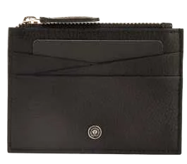 Cross Ladies' 6CC Card Holder Wallet, Black zipped card holder wallet, front view