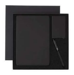Cardeno Notebook, Pen and Card Holder Gift Set, Black notebook, card holder and pen gift set