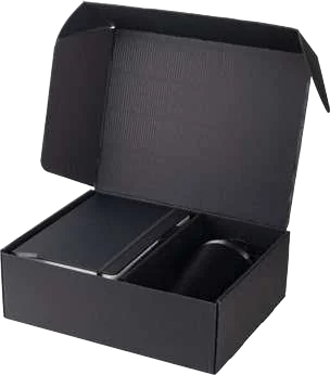 Deskora 350ml Tumbler, A5 Notebook and Pen Gift Set, Black tumbler, notebook and pen gift set in box