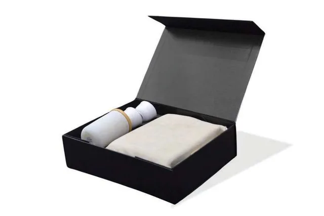 Sajelio Oud Candle, Coffee Cups and Prayer Mat Set, Faith gift set in open presentation box