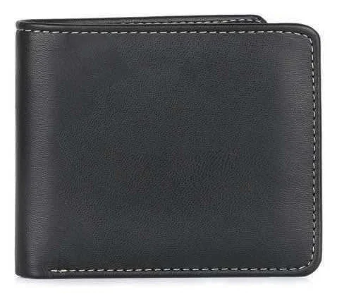 Cevanto Cactus-Leather Six-Card Wallet, Black six-card bifold wallet, closed