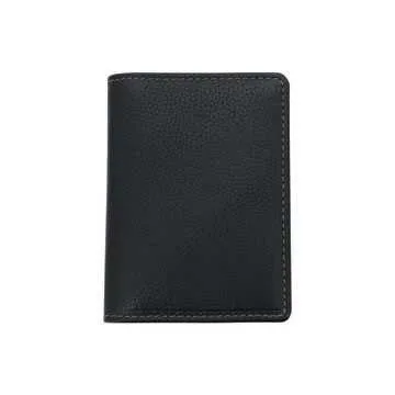 Cardento Leather Card Case with Currency Pocket, Leather card case, closed