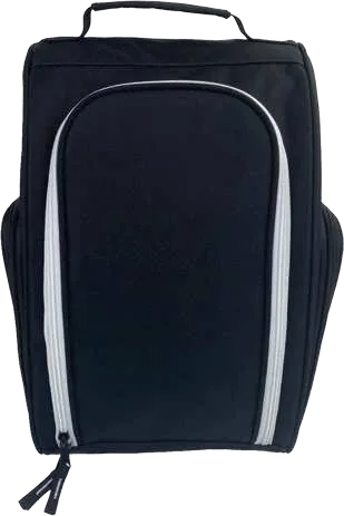 Golfero Golf Shoe Bag with Side Pockets, Black golf shoe bag, front view, unbranded native source