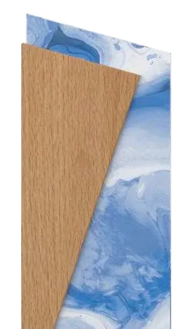 Avelto Angular Beech Wood and Plastic Award, Blank wood and blue-white plastic award, clean source collection view