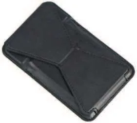 Ostren Magnetic Card Wallet and Phone Stand, Black magnetic wallet and phone stand, folded