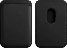 Savira Two-Card Magnetic Phone Wallet, Black magnetic phone wallet, front and rear