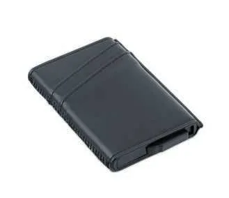 Quorlen Card Holder with Tracker Pocket, Black tracker-ready card holder, rear exterior