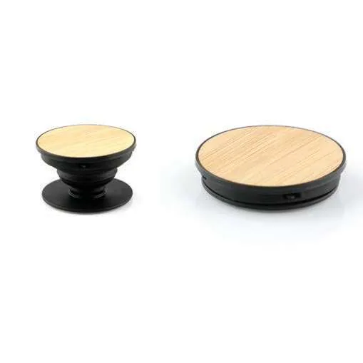 Varnelo Bamboo Phone Grip and Stand, Bamboo phone grip, expanded and collapsed