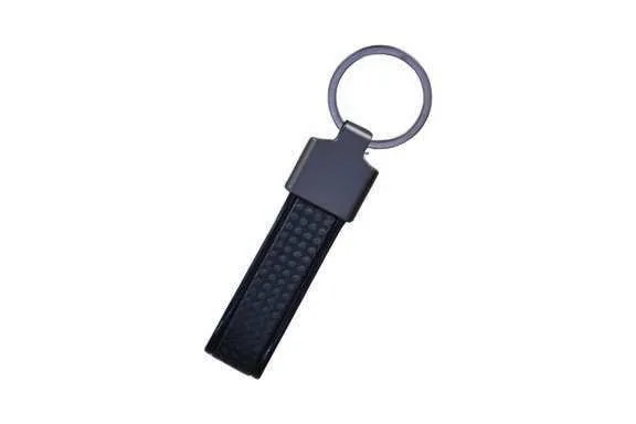Stravero Black Textured Strap Keyring, Black keyholder with rectangular face and woven strap