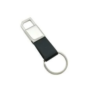 Framevio Black Rectangular-Fitting Keyring, Black strap keyholder with rectangular metal top