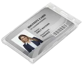 Tiltelio Landscape ID Card Holder, Landscape rigid ID-card holder with sample ID card