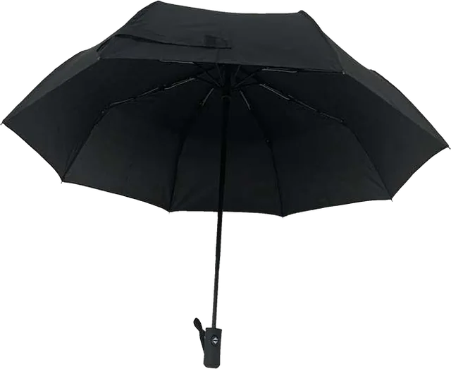 Pluvio 21in Auto Folding Umbrella, Black folding umbrella opened